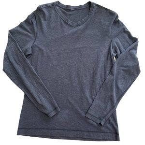 Lululemon Men's V-neck Long Sleeve Blue Heathered Shirt